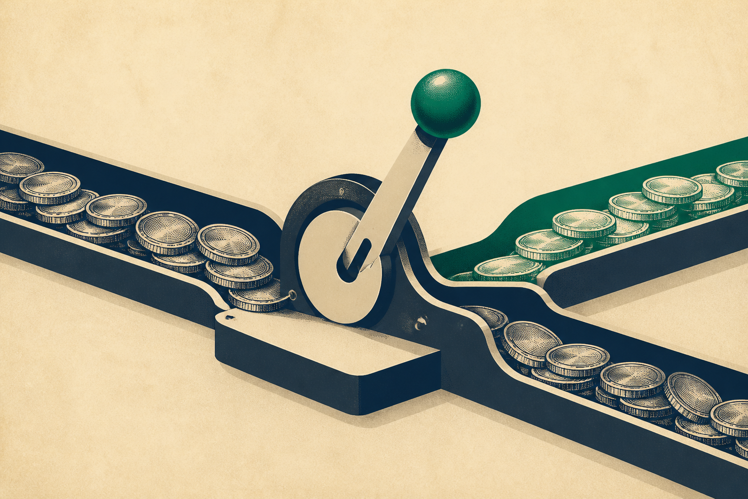 A lever splitting income into salary and distributions to illustrate the S corp tax election